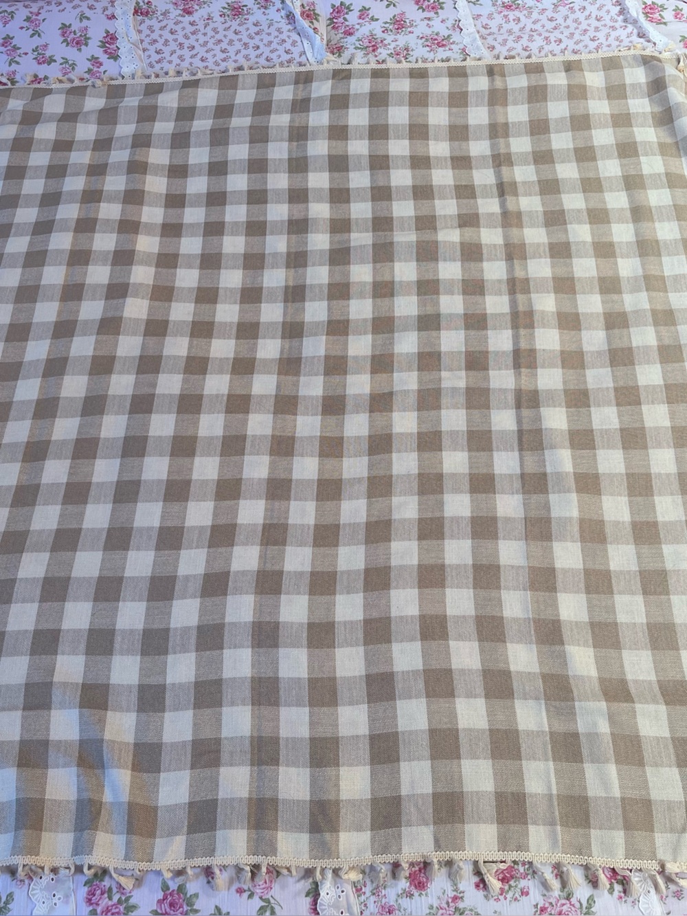 Buffalo Plaid Gingham Beige Tablecloth